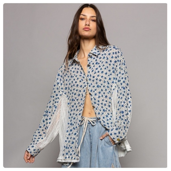 POL button down ruffle sleeve top size large NWOT - Picture 3 of 8